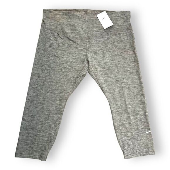 NWT Nike One Women's Tight Fit Mid-Rise Crop Dri-Fit Leggings Grey Size 2X New - Picture 1 of 10